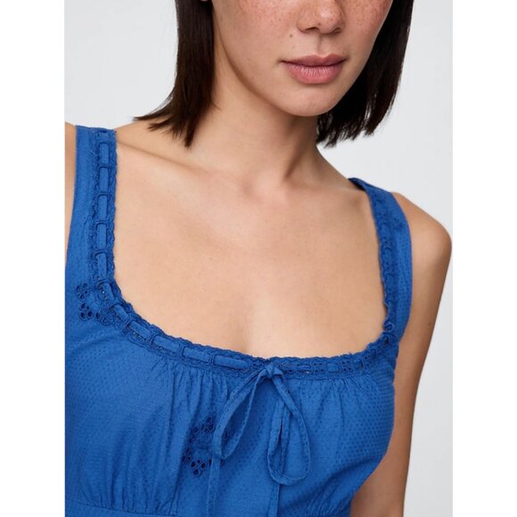 Gap Eyelet Scoop Neck Dress in Dazzling Blue - Picture 3 of 14